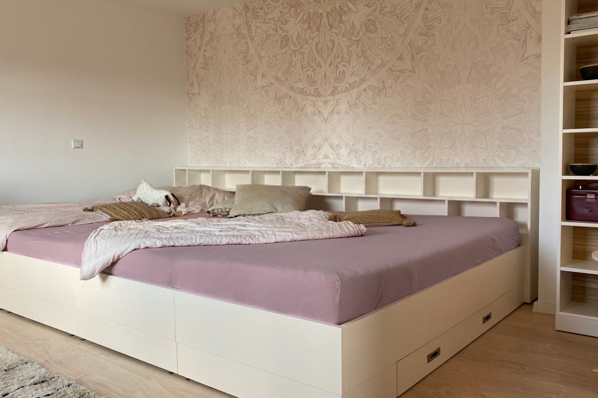 Familienbett Brunella in hellbeige, erweitert zum großen Familienbett mit 360 x 200 cm