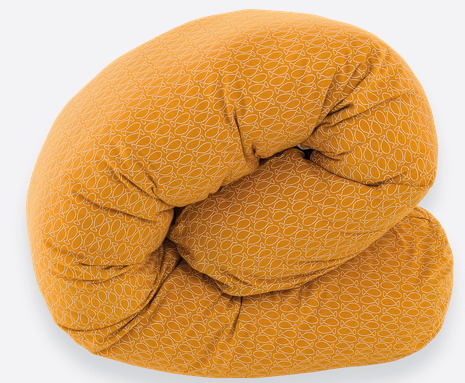 Runde große Bettschlange aus orangefarbenem Stoff mit Fischmuster