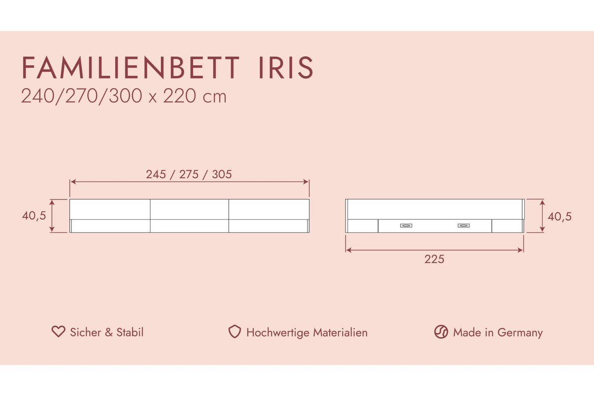 Familienbett Iris Länge 220 cm