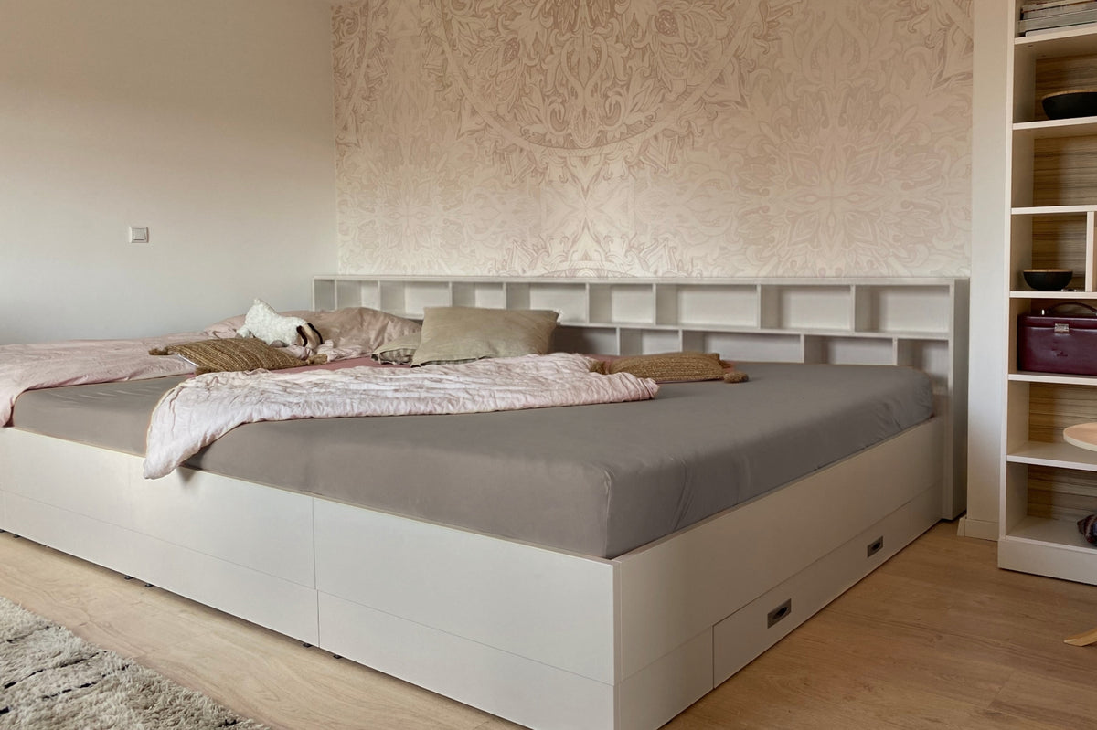Familienbett Brunella mit Erweiterung als XXL-Bett 360 x 200 cm in kaschmirgrau