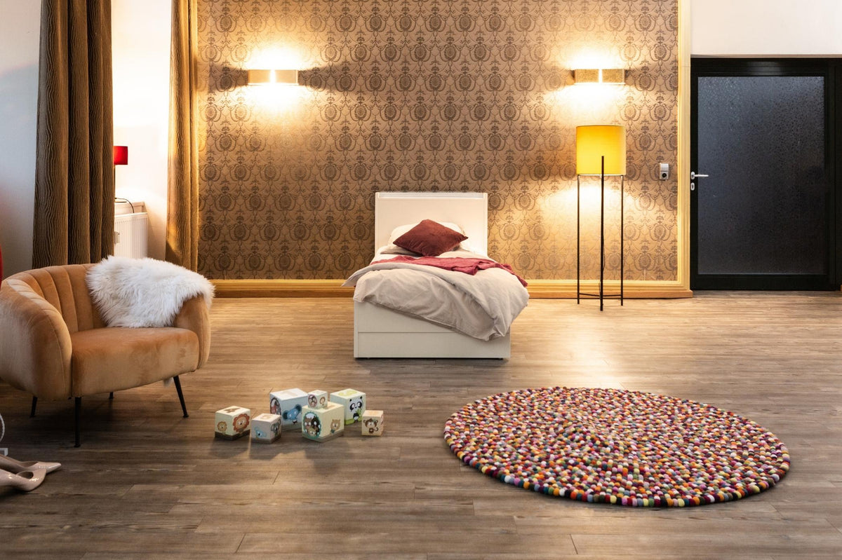 Rückgebautes Familienbett zum Einzelbett in der Farbe hellbeige von Liegewiese