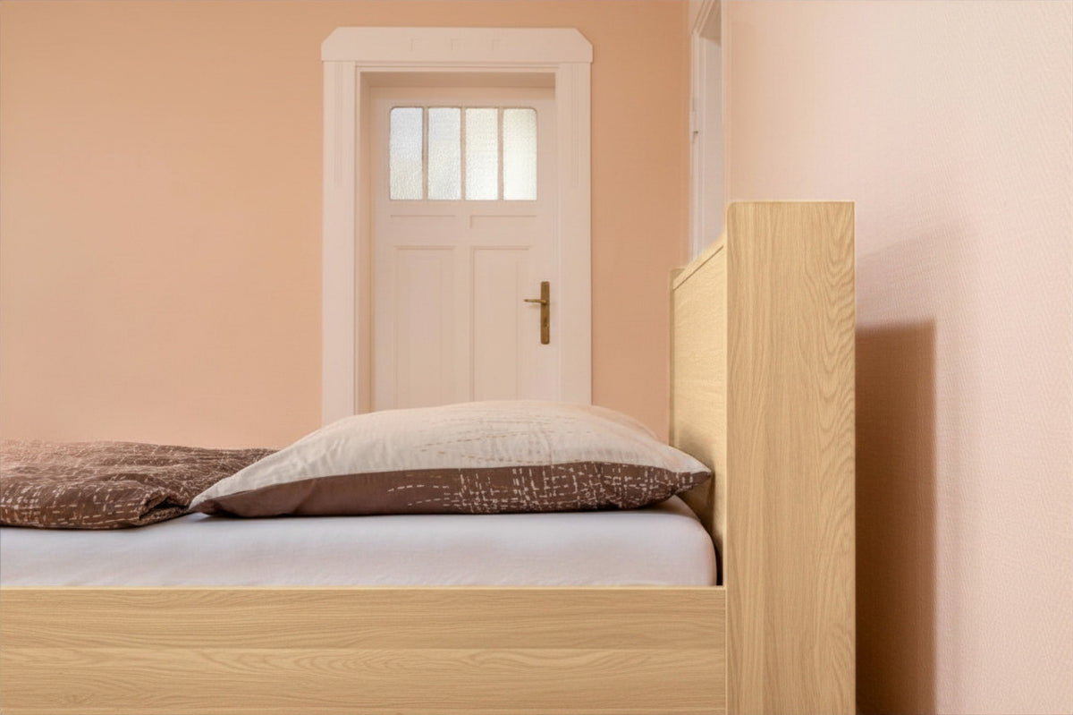 Umgebautes Einzelbett Salvia / Anemone mit Kopfteil in Eiche Dekor in Schlafzimmer